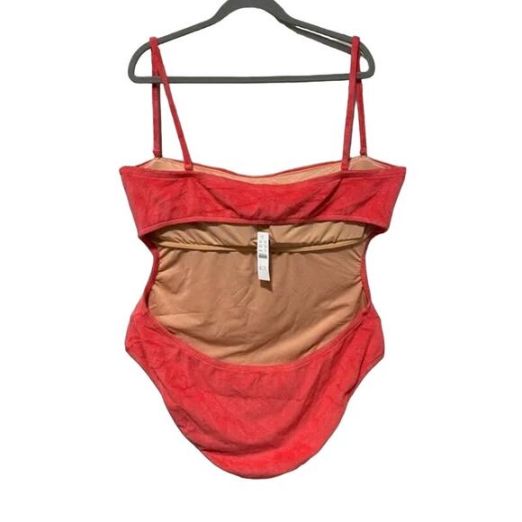 NWT J.Crew Cutout Bandeau One Piece Terry Cloth Plus Size 18 Coral Pink #2917 - Picture 6 of 12
